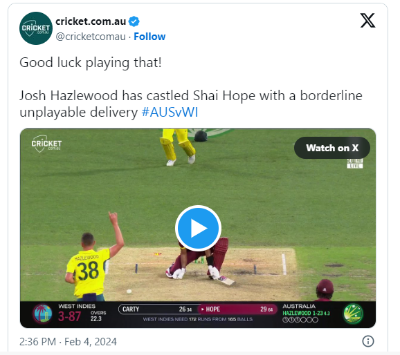 josh hazlewood stars in odi west indies australia cricket showdown